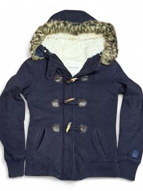 Y2K Aeropostale Toggle Faux Fur Hooded Lined Hoodie